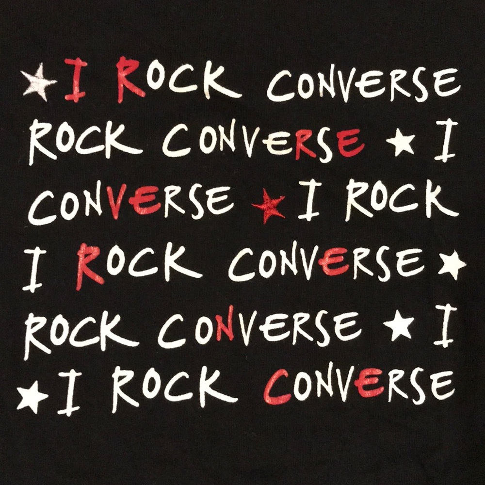 👚CONVERSE black “I Rock Converse” painted tee NWT